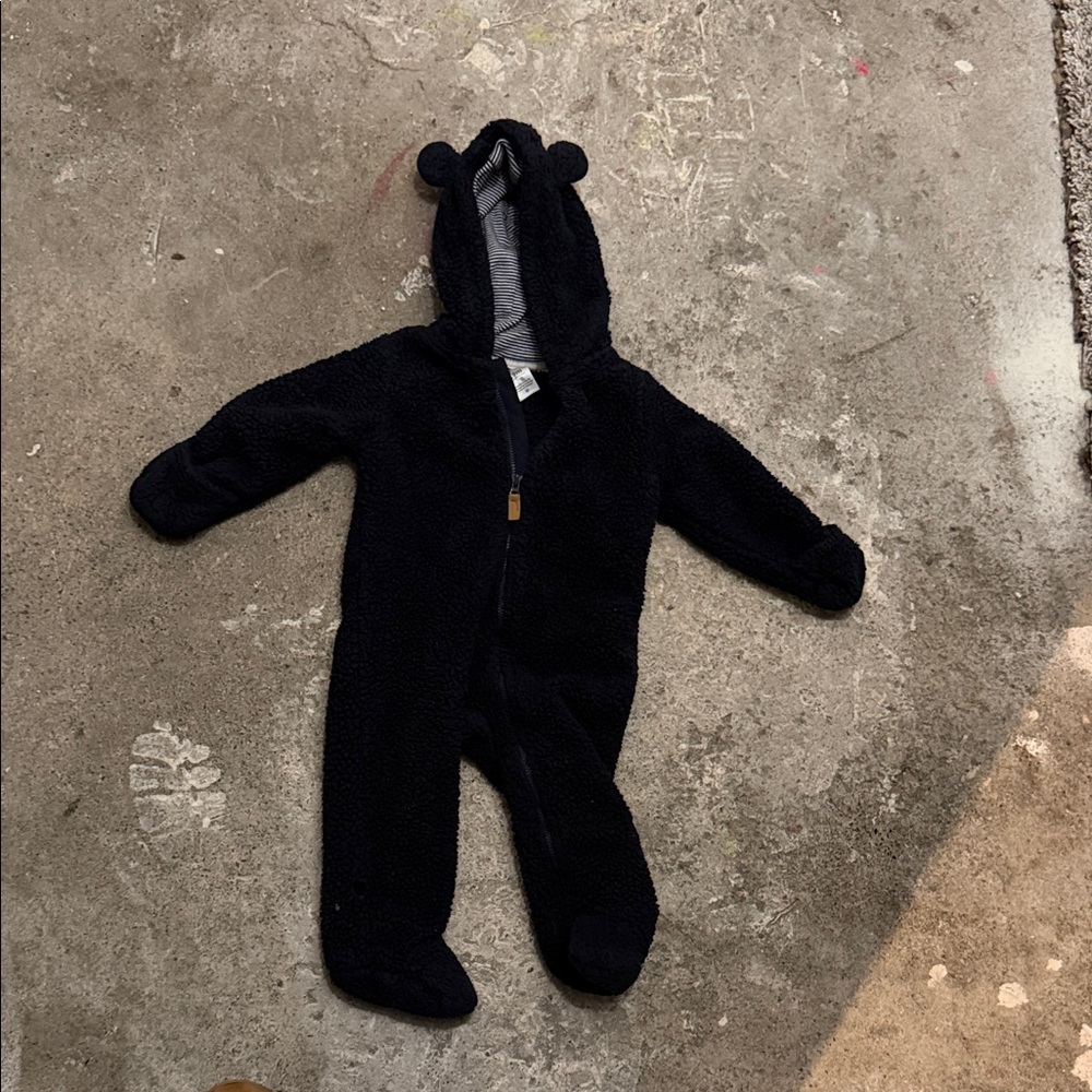 Plush navy Bear Hooded One-Piece for Kids